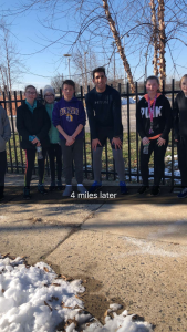 Coach and students after 4 mile run