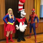 Spiderman, Cat in the Hat, Supergirl